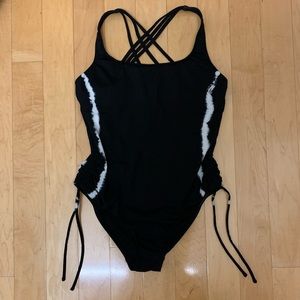 Black and White Lucky Brand One-piece Swim Suit